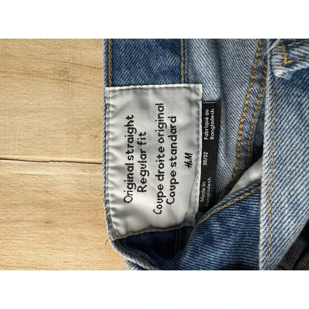 HM Original Straight Regular Fit Blue Denim Jeans 30/32 Light Wash Mens